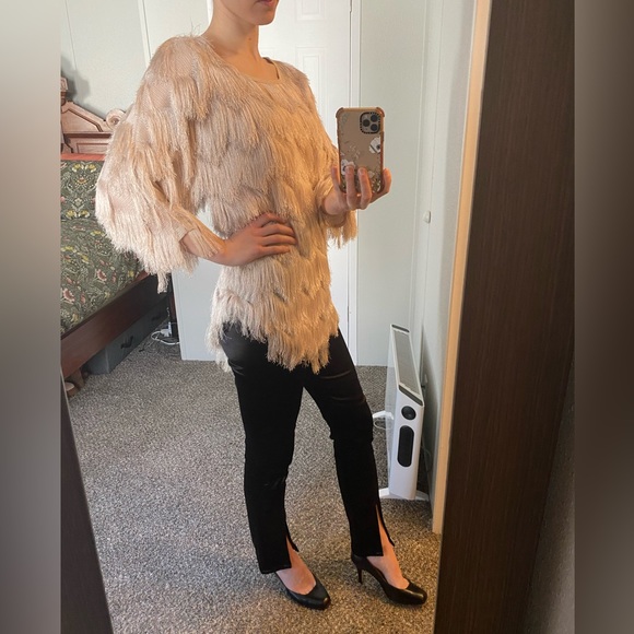 J.O.A. Los Angeles cream fringe top - Picture 5 of 5